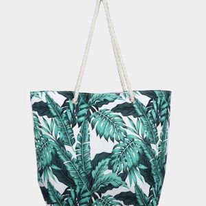 • Tropical Palm Leaves Beach Bag/Tote- White